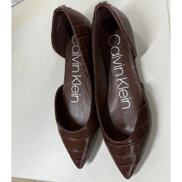 Calvin Klein Kconara Single Sided D'orsay Flats Faux Leather Brown Sz 6.5 - Picture 4 of 6